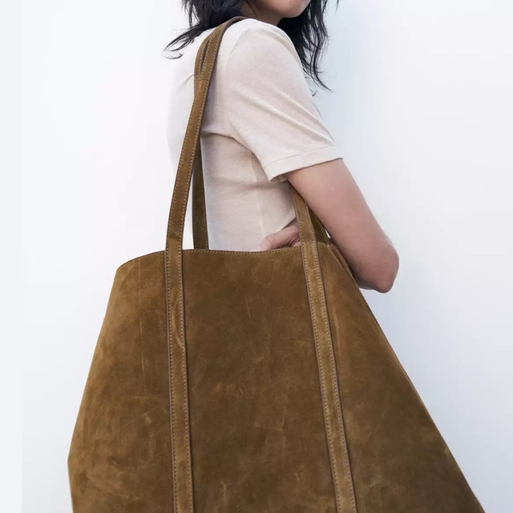 Zara Tan Suede Tote Bag